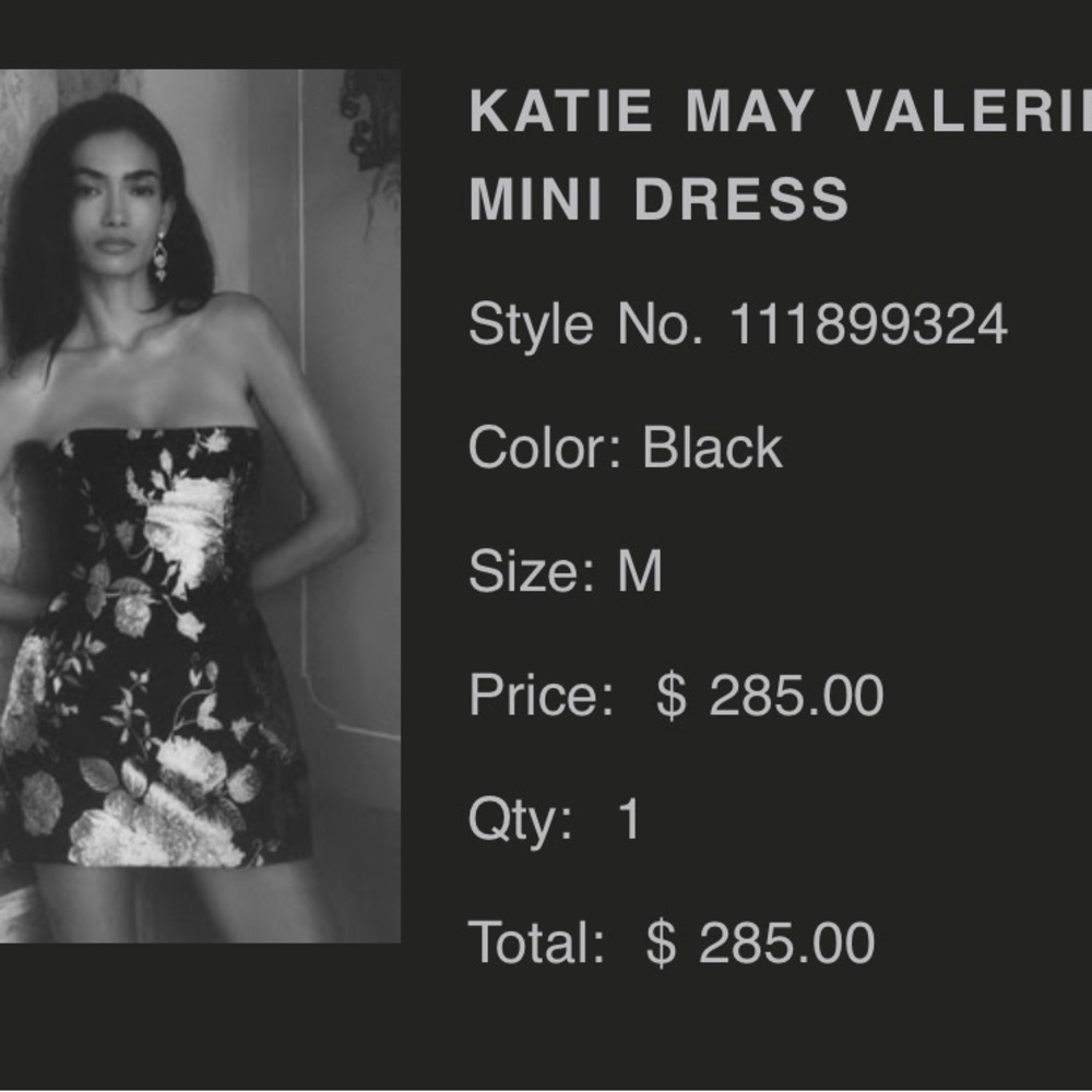 Katie May Black Floral Strapless Mini Dress